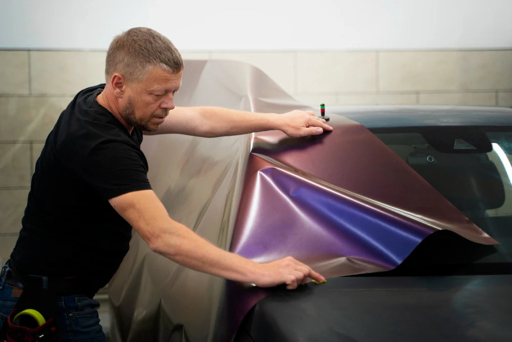 Matte vinyl vehicle wrap installation in Melbourne